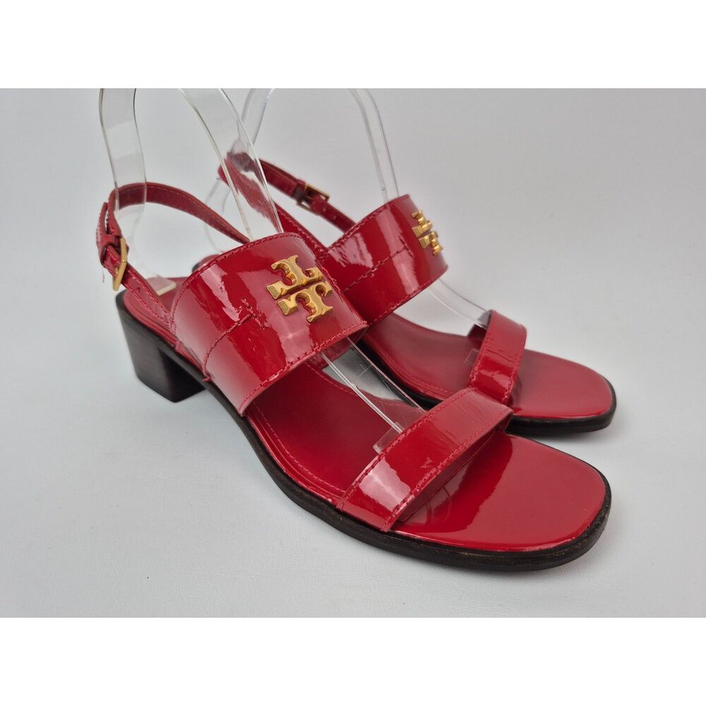 Tory Burch Women's Red Patent Leather Eleanor Slingback Sandals Size 9.5 M